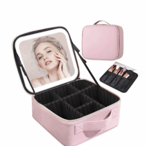 Bolsa De Cosméticos Luxo Portátil Md-43 Para Viagem Com Luz E Espelho Cor Rosa